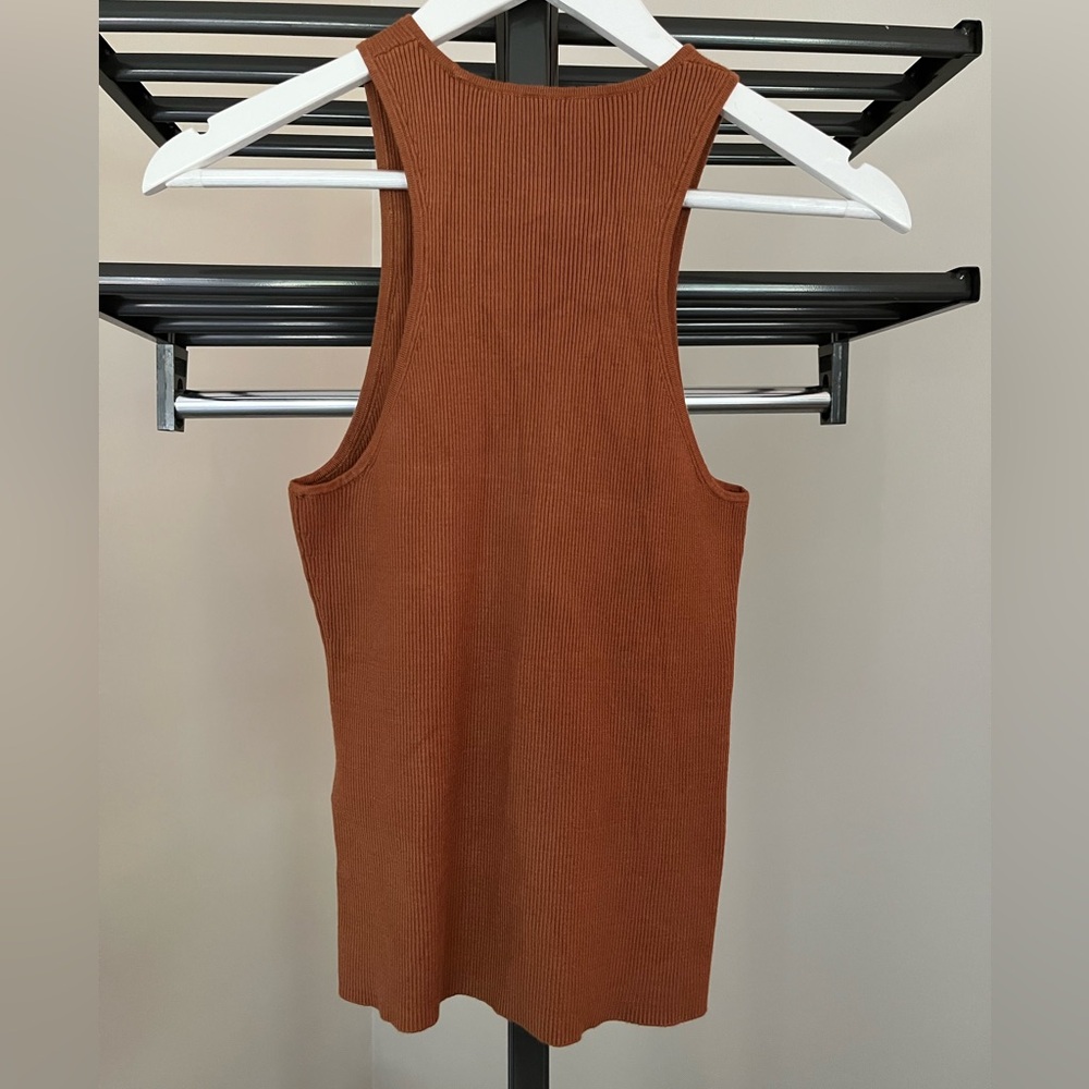 Madewell Women's Rust Ribbed Racerback Top - Picture 2 of 3